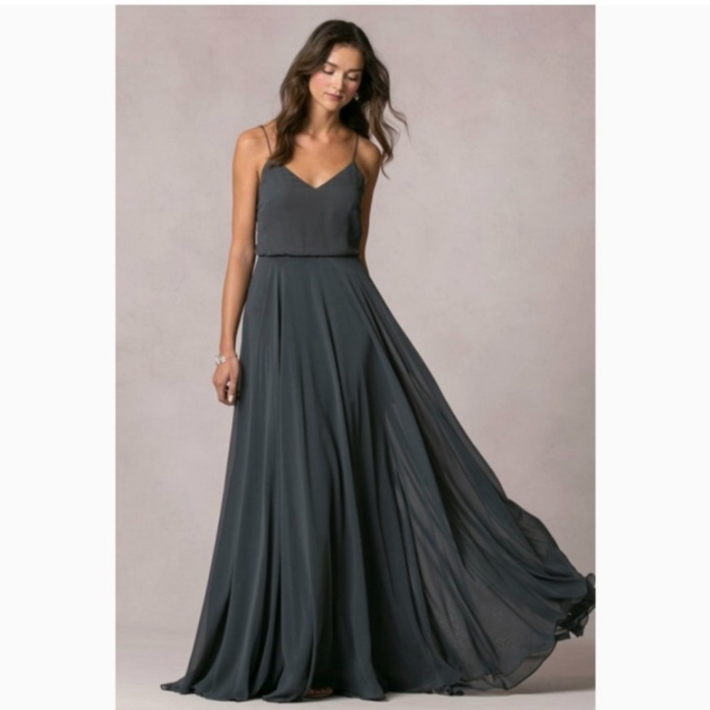 Jenny Yoo Slate Blue Maxi Dress